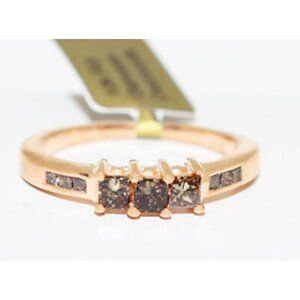 Genuine 0.50 Cts Champagne Diamond Ring 10k Rose Gold